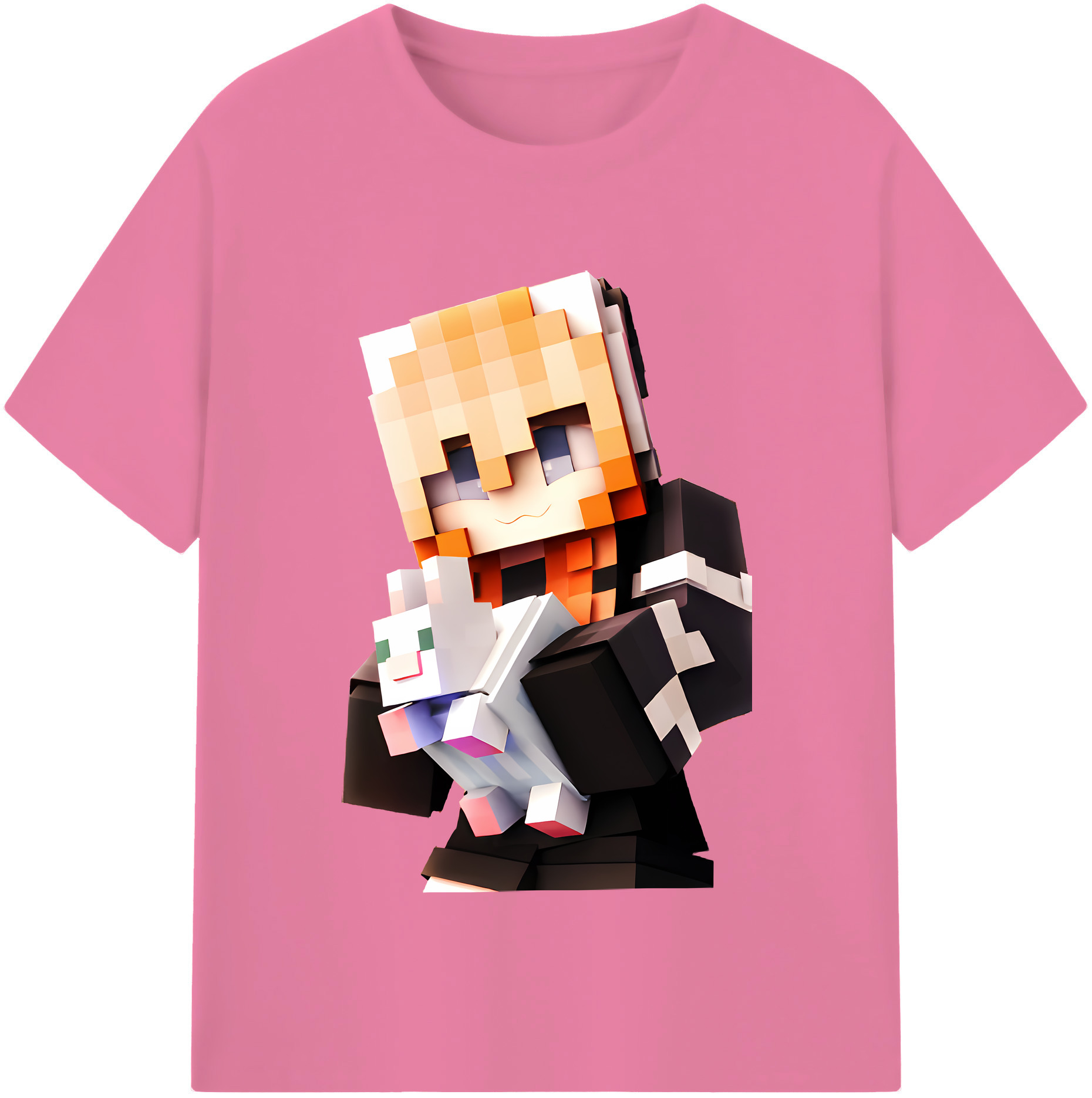（画像用） マインクラフト ブロックの世界 Minecraft MC Block world 綿100％半袖Tシャツ（フロントプリント）